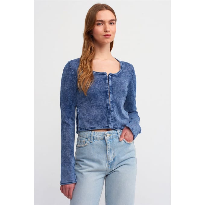 Katoenen Geribde Crop Cardigan