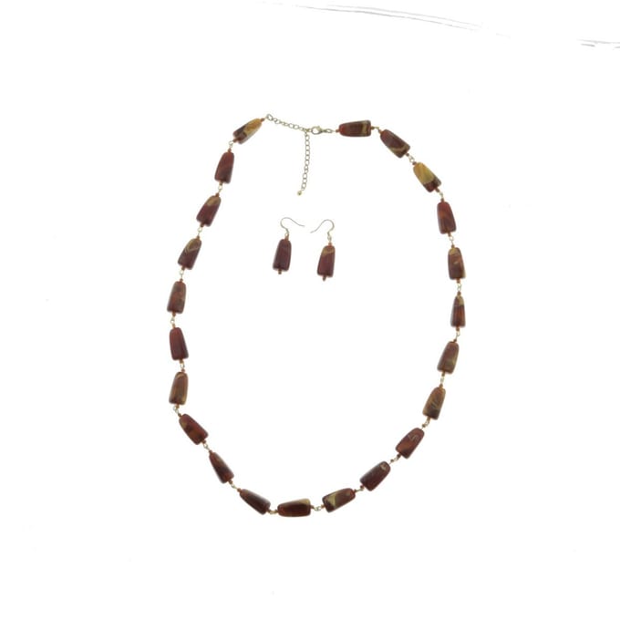Behave - Set ketting oorhangers - Bohemian kralenlook bruin
