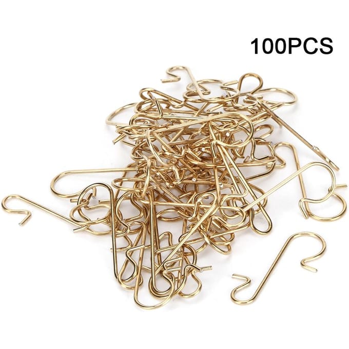 100pcs Crochets Métalliques Polyvalents en Forme de S Support d'Arbre de Noël Décoration Accessoire or