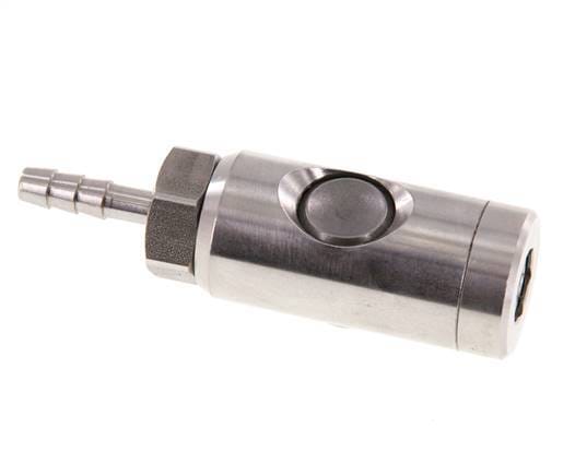 RVS 316L DN 7.4 Safety Luchtkoppeling Snelkoppeling met Drukknop 6 mm Slangpilaar