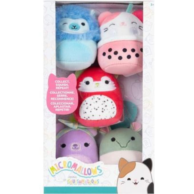 Squishmallows Micromallows 5-Pack Silvy, Gerald, Rozen, Aarin, Roxy Poppetjes en figuren