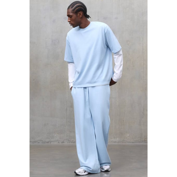 Zwaargewicht 480gsm Wijde Pijpen Joggingbroek | Light Blue | Size Medium