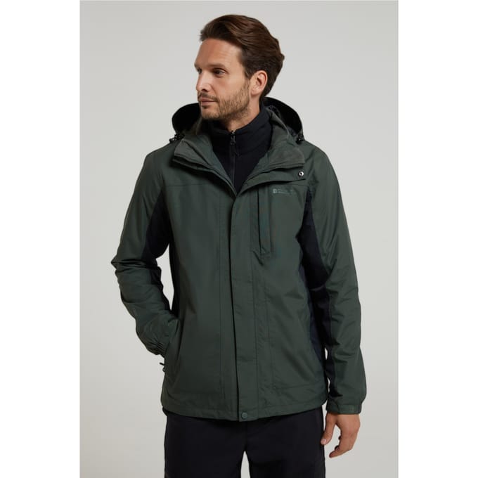 Mountain Warehouse Heren Thunderstorm 3 in 1 Waterdichte Jas (Khaki)