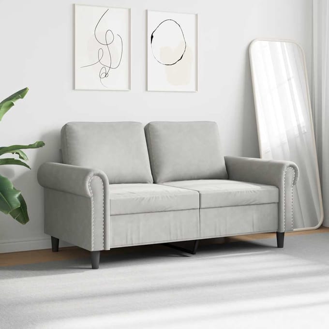 vidaXL - Tweezitsbank - 120 - cm - fluweel - lichtgrijs