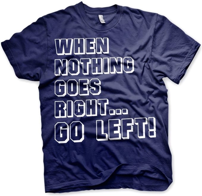 Hybris Als niets lukt... ga dan naar links! T-shirt marineblauw