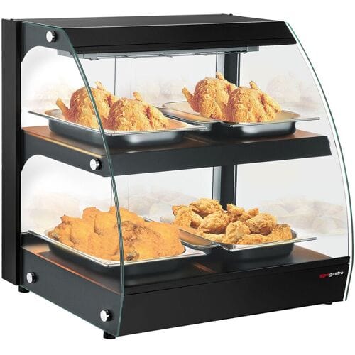 GGM Gastro Warmhaltevitrine - 650mm - 560 Watt - mit 2 Ablagen - Schwarz