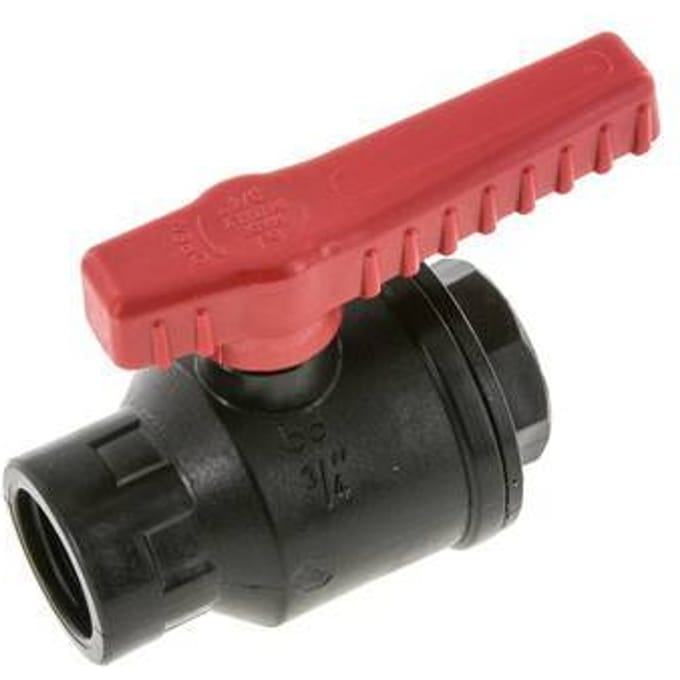 PP 2-Weg Kogelkraan G 3/4'' PTFE/FKM