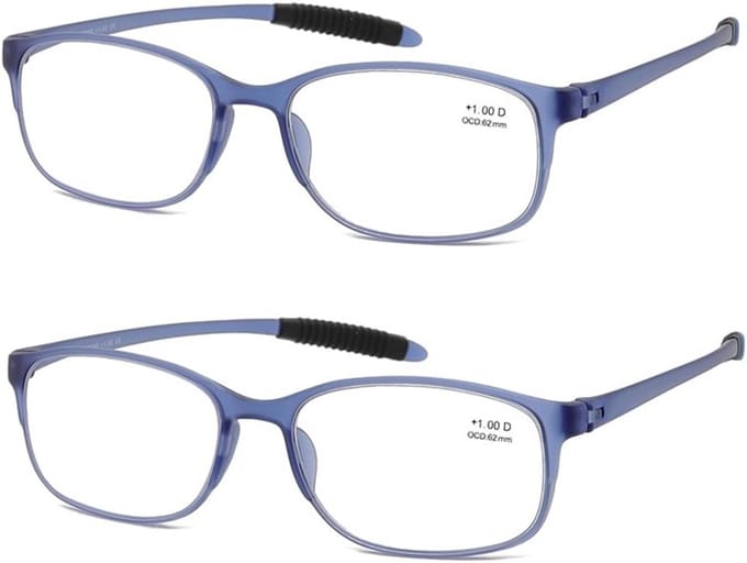 Set van 2 Flexibele Dunne Leesbrillen met Etui en Blauwlichtfilter