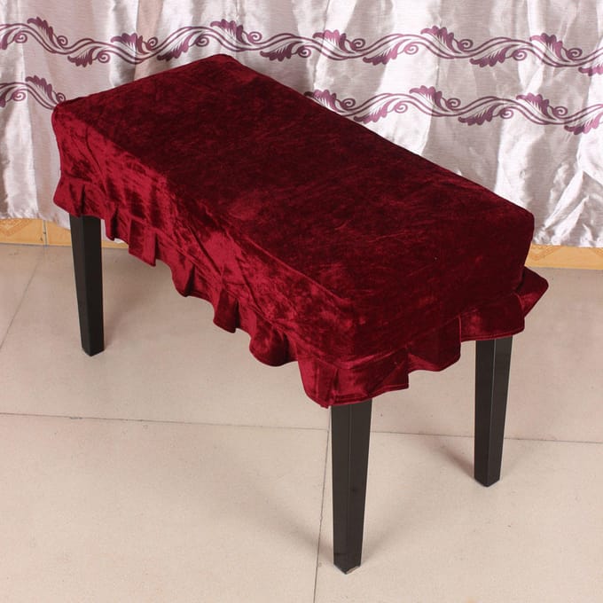 Pianokruk Stoel Bankhoes Pleuche Versierd met Macramé 75*35cm Paars rood