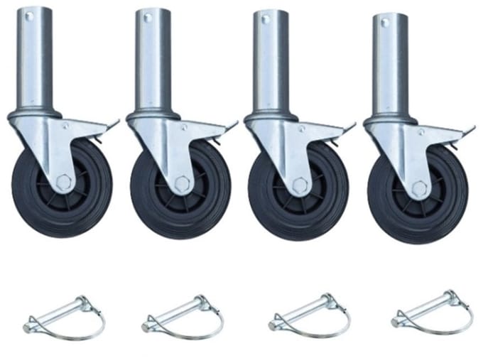 Set van 4 stuks rubberen steigerwielen - 100 mm - 75kg