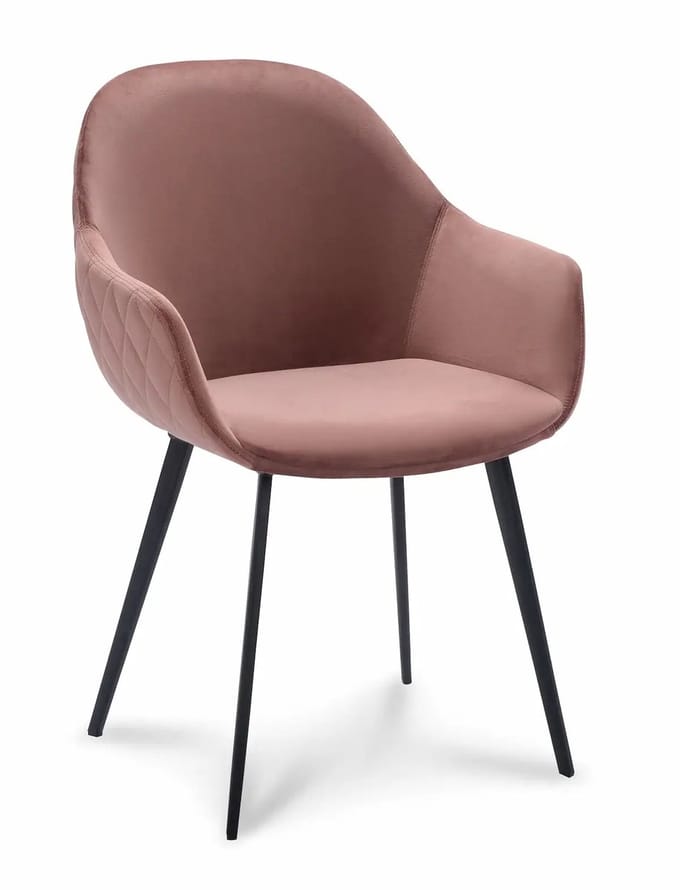 Icon Living - Armstoel Cailey - Velours Oud Roze - Poot Zwart