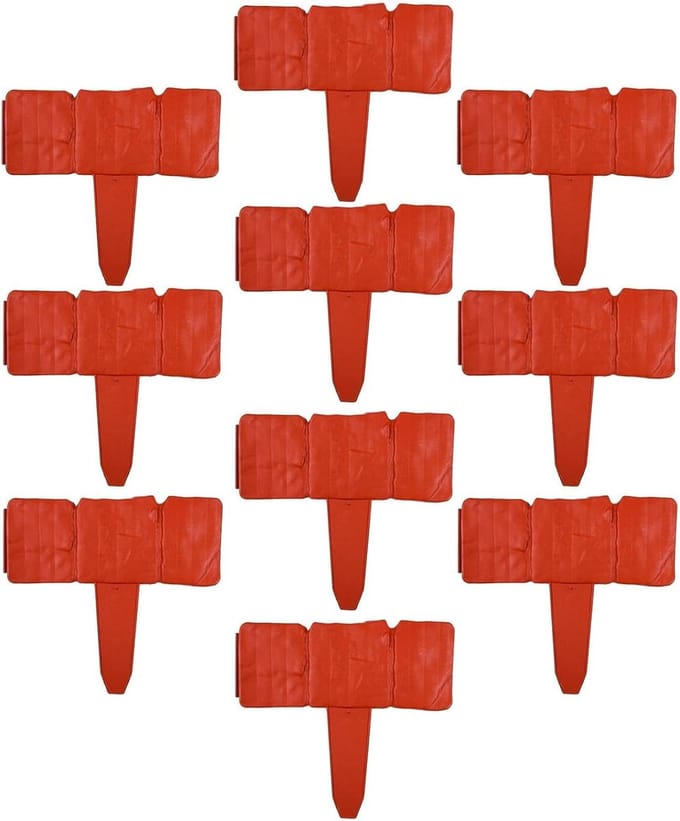 Kunststenen Borderrand - Tuinafscheiding Panelen - Landschap Vormgeven - Graafvrije Installatie - 10 Delige Set - Rood
