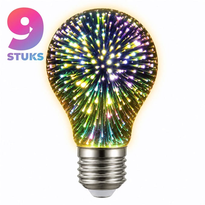9x Peertje Led-lamp E27 - 4W - Warm Wit Licht (2700K) - 300 lm - 30 jaar - Dimbaar - Vuurwerk Effect