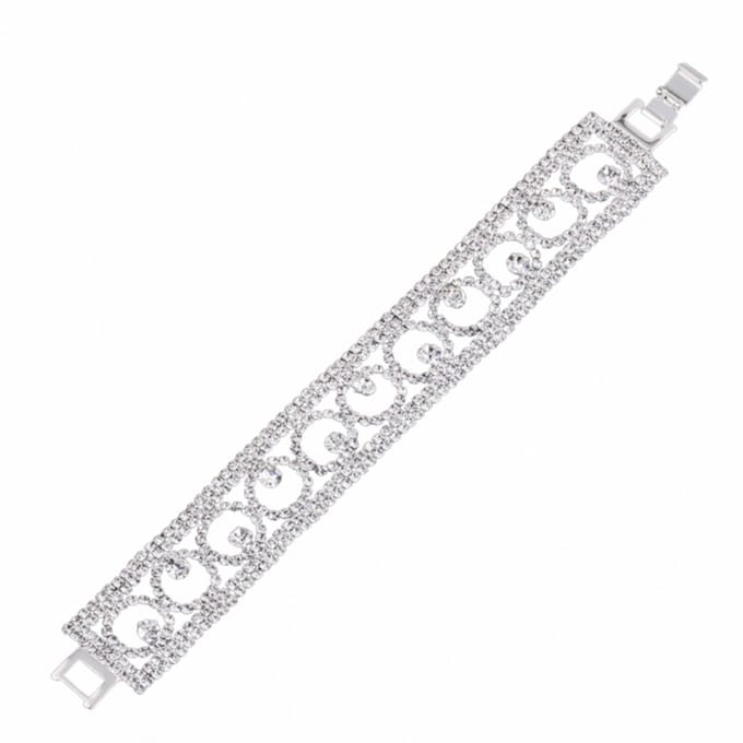 Armband- Alexandra- Strass- Zilverkleurig- 17.5 cm - Charme Bijoux