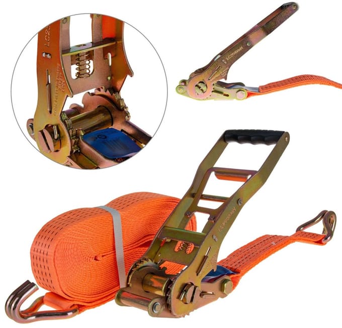 GEKO Ergonomische spanband - 10m - 5 ton - 50mm - oranje