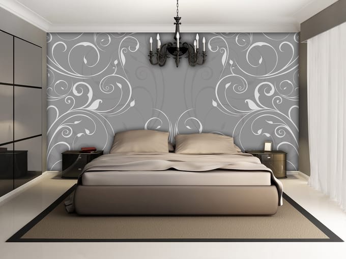Swirl Pattern Grey Photo Wallcovering