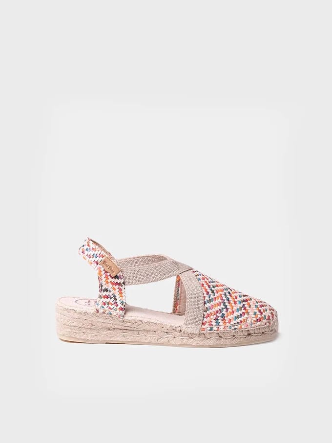 Platte espadrilles voor dames van veelkleurig raffia | VERA-MS