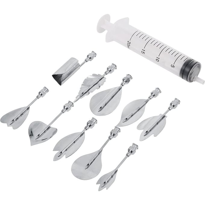Ensemble d'outils de décoration de gâteau pudding 3D DIY 10 aiguilles 1 seringue outils à douille pour art de la gélatine E white