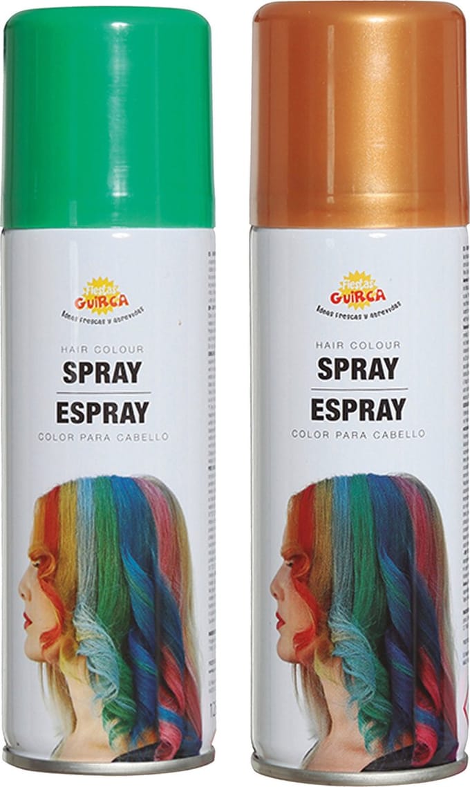 Fiesta Guirca Carnaval verkleed haar verf/spray - groen en goud - spuitbus - 125 ml