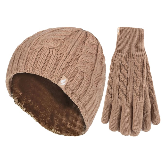 Dames Fleece Gevoerde Thermische Muts & Handschoenen Set voor de Winter