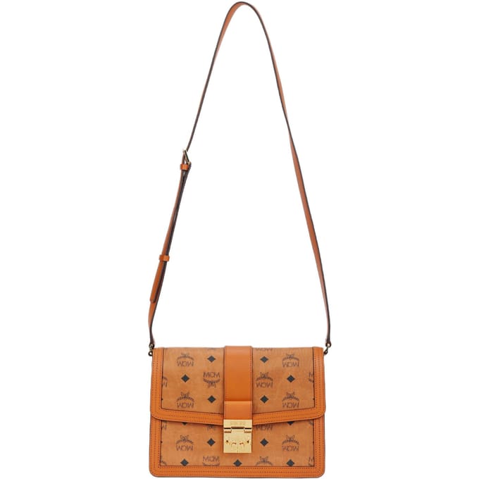 MCM Visetos Monogram Gecoat Canvas Messenger Bag Dames tassen Bruin Cognac MWSCSXT02CO001 Basic Set (Bag+Dust Bag) gray