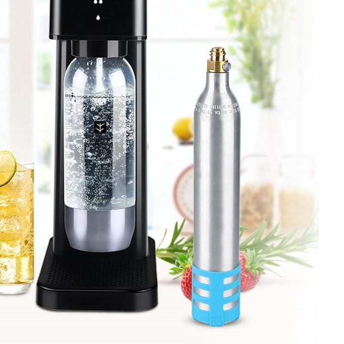 0.6L Navulbare Sodafles Reserve Herbruikbare CO2 Cilinder Accessoire voor SodamachinesBlauw Siliconen gray