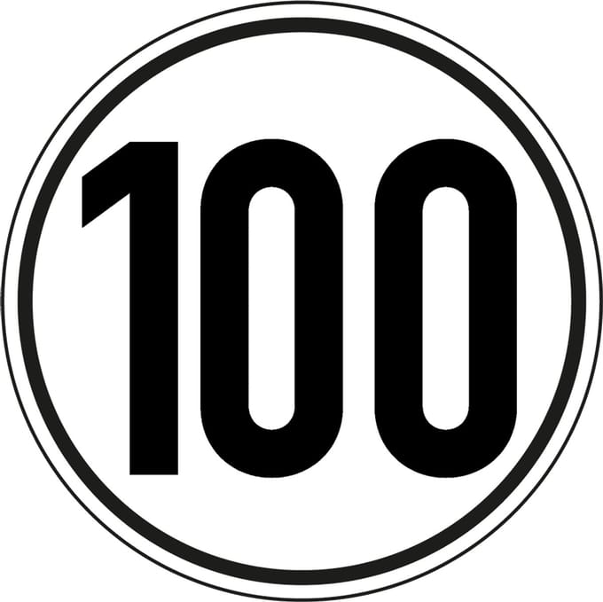 Tempo 100 km sticker 150 mm