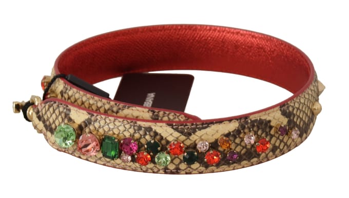 Dolce & Gabbana Beige Exotisch Leren Kristallen Schouderband