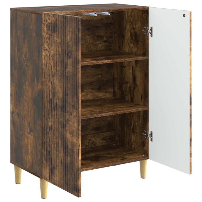 vidaXL - Dressoir - Gerookt - eiken - 66 - x - 34,5 - x - 90 - cm - Bewerkt - hout