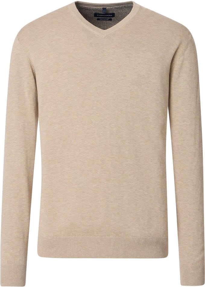 CASAMODA Pullover V-Hals Ecru - Maat 3XL - Heren - Pullovers
