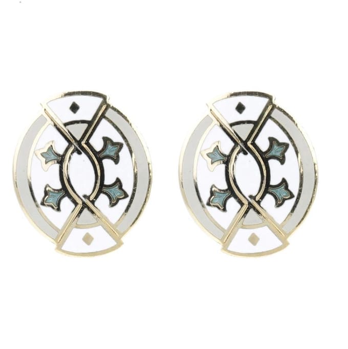 Behave oorbellen stekers vintage wit ovaal 3 cm – retro geometrisch