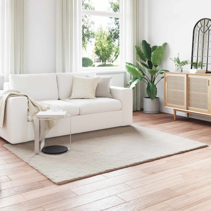 vidaXL - Antislip - vloerkleed - van - imitatie - konijnenbont - OLITE - Beige