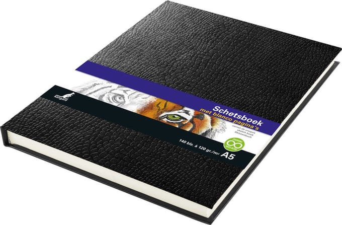 Kangaro schetsboek A5 - hardcover slang imprint - 140 blanco pagina's - 120 grams creme papier