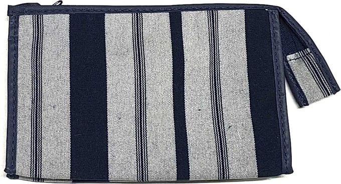 Rojafit - Make-up Tasje - Retro Style - Blue Stripe - Afmeting: 18 x 5,5 x 11 cm.