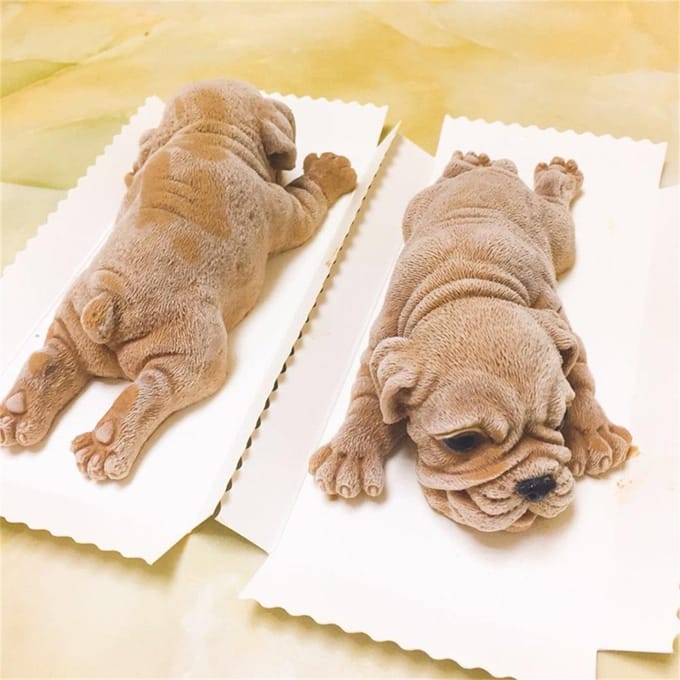 Hond siliconen mal 3D Shar Pei hond mal DIY taartdecoratie mousse mal schattige chocolade gelei ijs L white