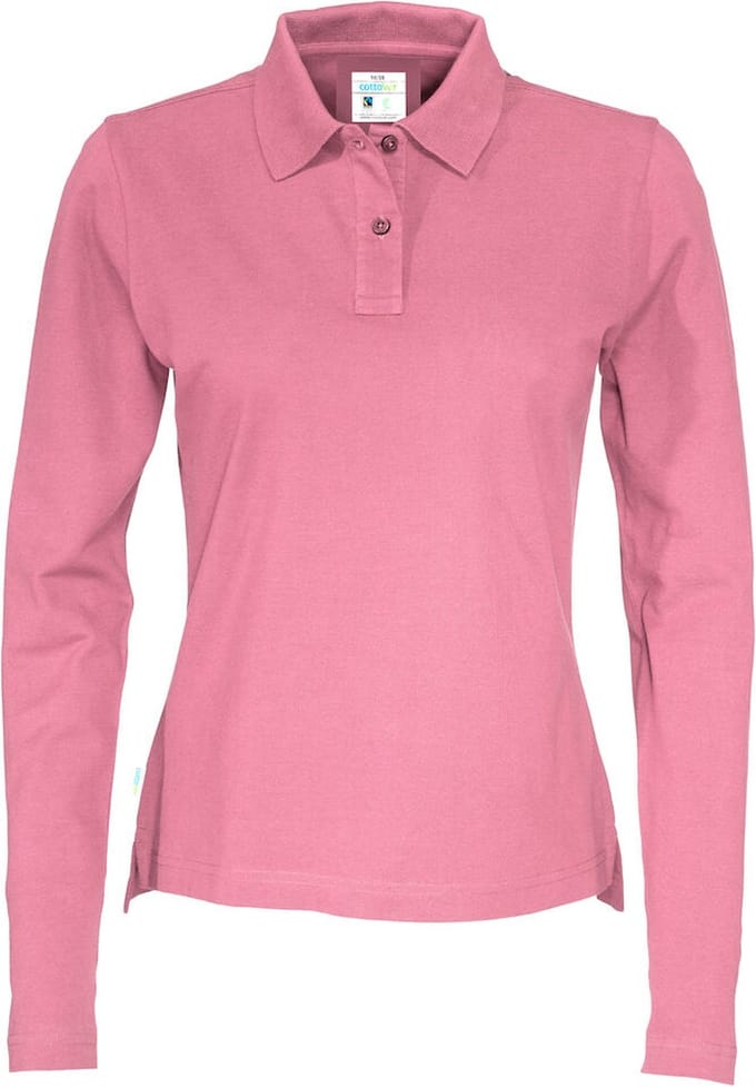 Cottover POLO PIQUE LONG SLEEVE LADY - GOTS GECERTIFICEERD 141017 - Roze - M