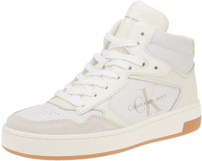 Calvin Klein Basket Cupsole Mid Mono Hoge sneakers - Leren Sneaker - Dames - Wit - Maat 37
