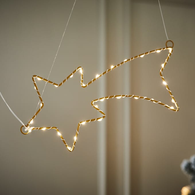 LOBERON Vallende ster met ledverlichting Glittera goudkleurig