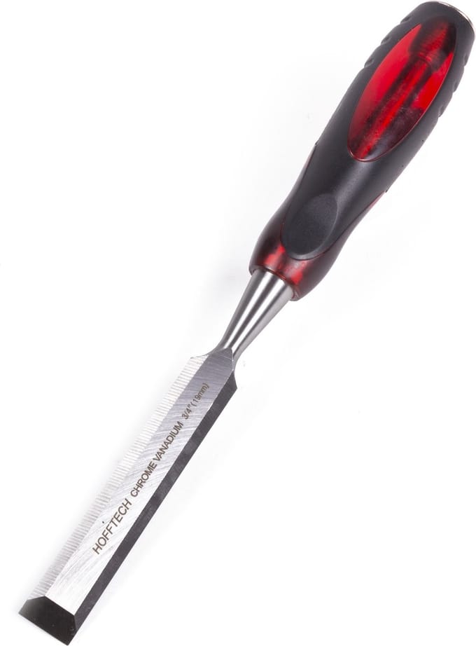 Hofftech Houtbeitel - Soft Grip Handvat - Gehard Staal - 19 mm - Rood/Zwart