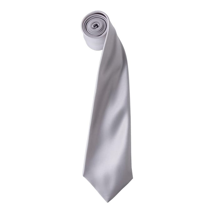 Premier Kleurencollectie Satijnen Stropdas (Zilver)