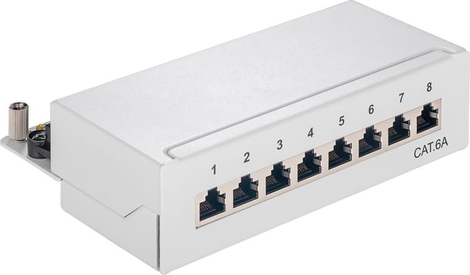 Pro CAT 6a Mini/Desktop Patch Panel 8 Port Grijs - ST - Grijs
