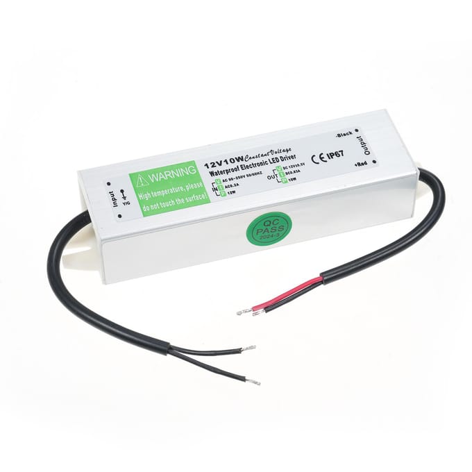 LED Driver Waterdichte IP67 Schakelvoeding Transformator Adapter AC 90V-250V naar DC 12V 50W Laag 12V 10W zilver
