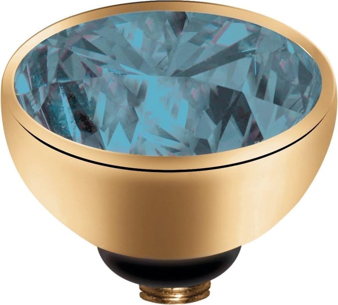 MelanO Twisted Zirkonia Zetting - Goud/Jeans Blauw - 6mm