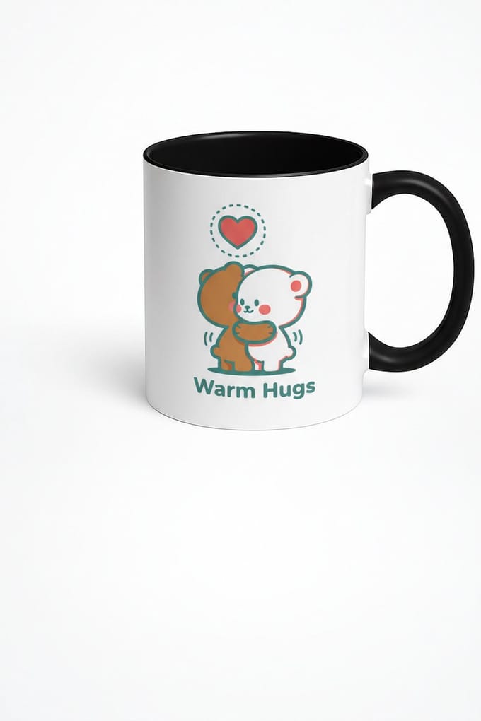 Mok "Warm Hugs" met Schattige Knuffel Beren - Liefdevol Cadeau