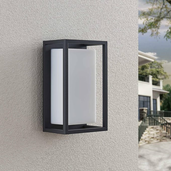 Lucande LED buiten wandlamp Ilirian, antraciet, aluminium, 15 cm