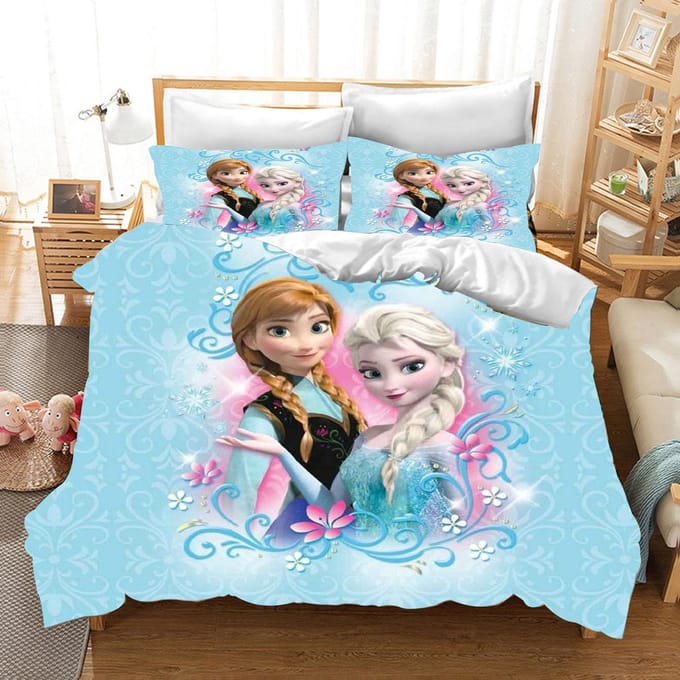 Kinder Frozen Prinses Beddengoed Set Elsa Beer Dekbedovertrek Queen met Kussensloop 3D Kinder Beddengoed Set EU Double(200*200cm)3pcs