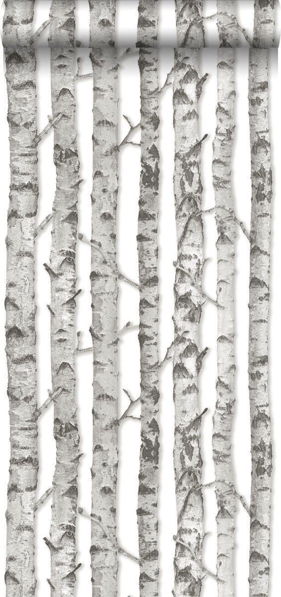 Walls4You behang bomen grijs en wit - 935295 - 53 cm x 10,05 m