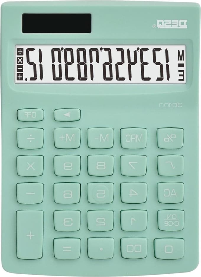 DESQ Table calculator, 12-digit display, compact, mint, 30100.05