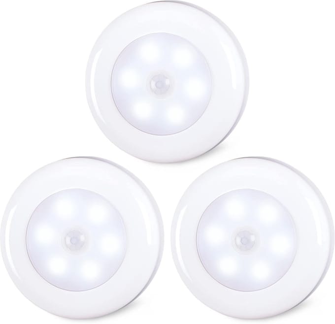 Bewegingssensor LED Puck Lights - Draadloze Onder Kast Verlichting, Koel Wit (3 Stuks)