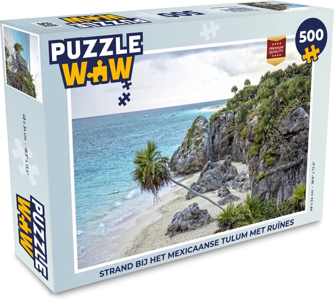 Puzzel Strand bij het Mexicaanse Tulum met ruïnes - Legpuzzel - Puzzel 500 stukjes